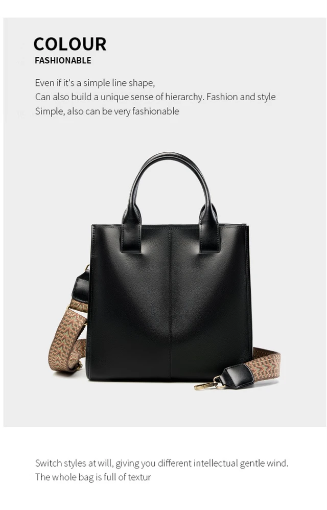 Alt view image 2 of 3 - Women Genuine Leather Top Handle Shoulder Bags Black