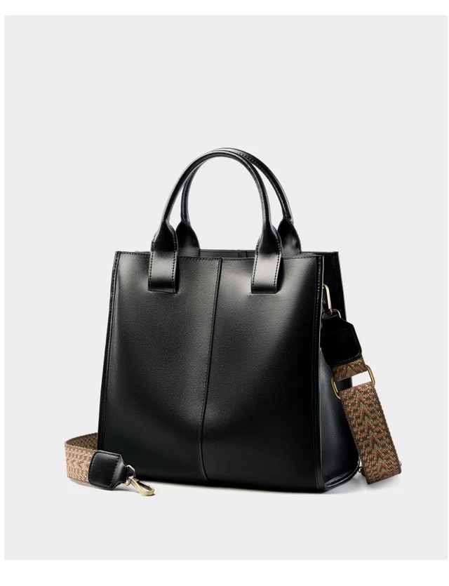 Alt view image 3 of 3 - Women Genuine Leather Top Handle Shoulder Bags Black