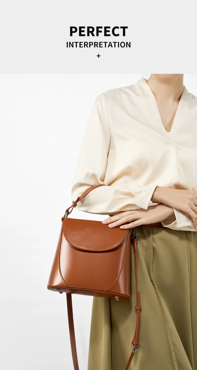 Alt view image 4 of 5 - Genuine Leather Women Crossbody Bag Mini Bag Brown