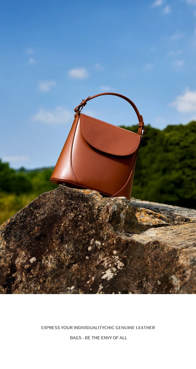 Alt view image 3 of 5 - Genuine Leather Women Crossbody Bag Mini Bag Brown