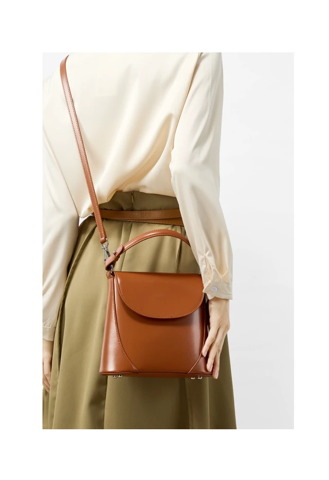 Alt view image 5 of 5 - Genuine Leather Women Crossbody Bag Mini Bag Brown
