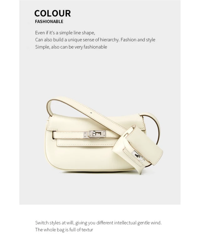 Alt view image 2 of 3 - Genuine Leather Shoulder Bag Ladies Evening Bag White