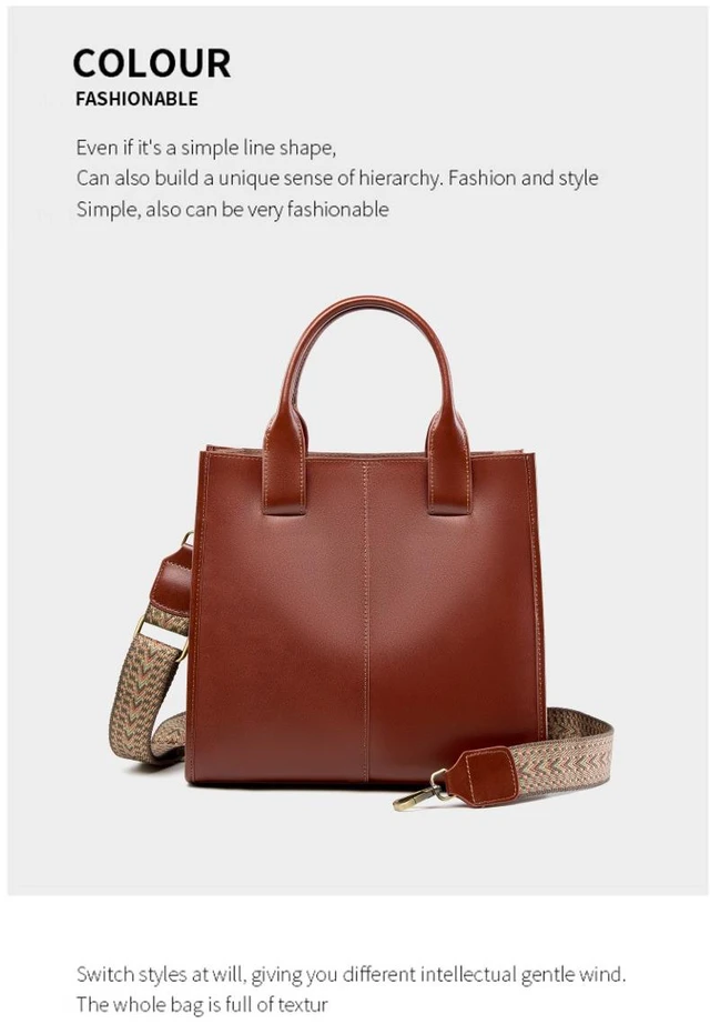 Alt view image 2 of 3 - Women Genuine Leather Top Handle Shoulder Bags Brown