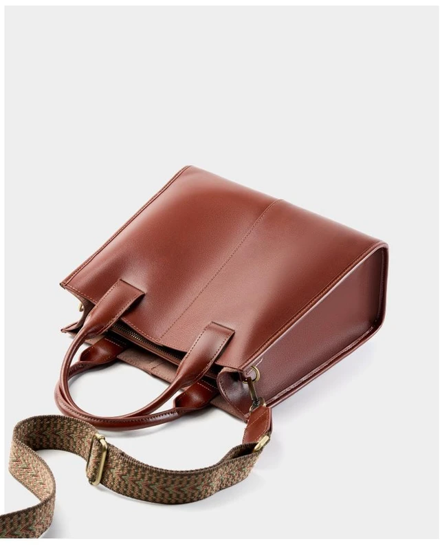Alt view image 3 of 3 - Women Genuine Leather Top Handle Shoulder Bags Brown