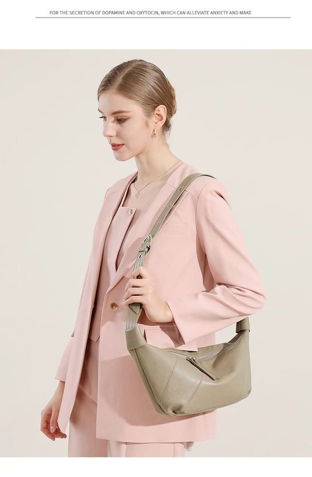 Alt view image 2 of 3 - Ladies' Genuine Leather Shell Bag Grey