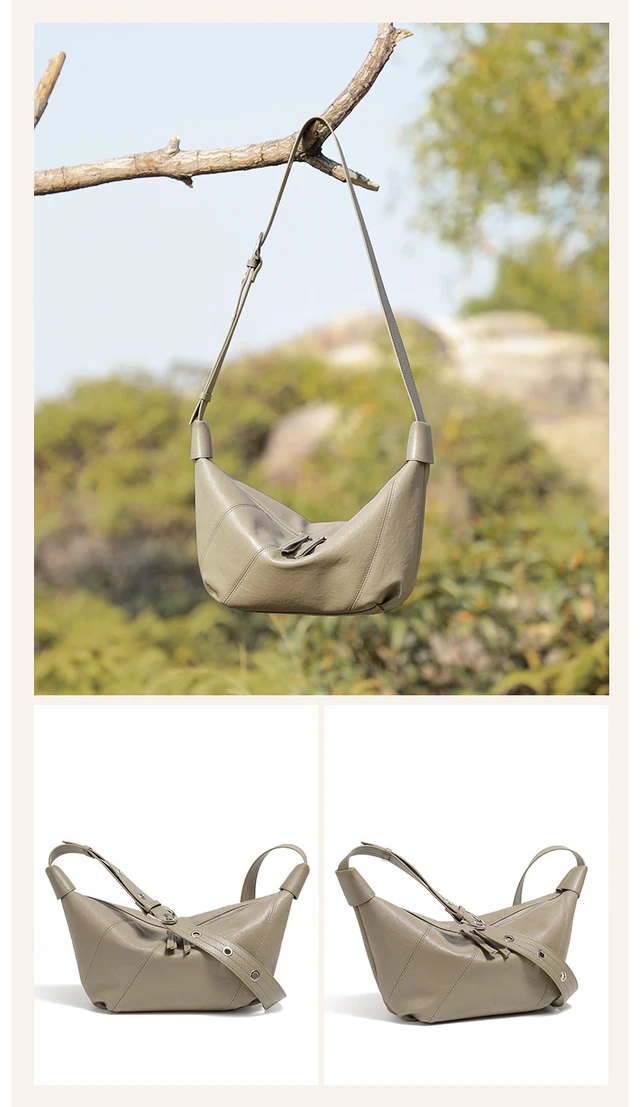 Alt view image 3 of 3 - Ladies' Genuine Leather Shell Bag Grey