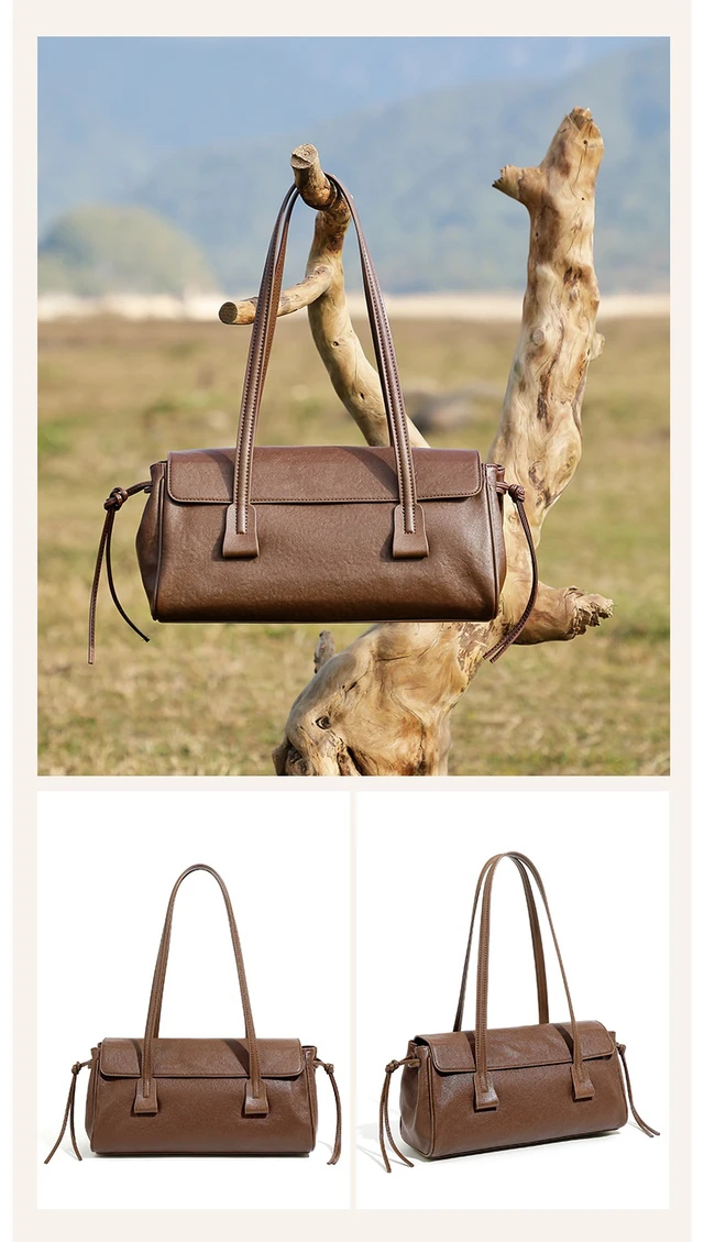 Alt view image 3 of 3 - Genuine Leather Women Purses and Handbags Crossbody Bags Brown