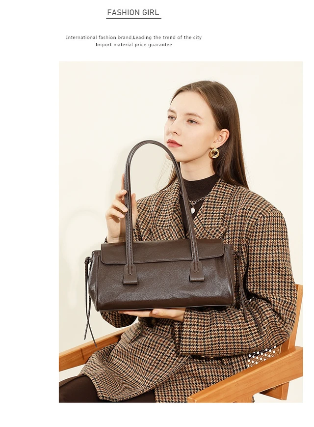 Alt view image 2 of 3 - Genuine Leather Women Purses and Handbags Crossbody Bags Brown