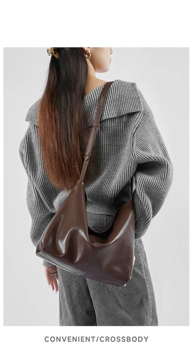 Alt view image 2 of 3 - Genuine Leather Women Crossbody Bag Tote Bag Brown