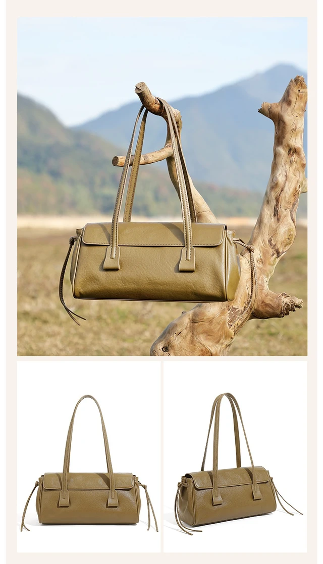 Alt view image 3 of 3 - Genuine Leather Women Purses and Handbags Crossbody Bags Green