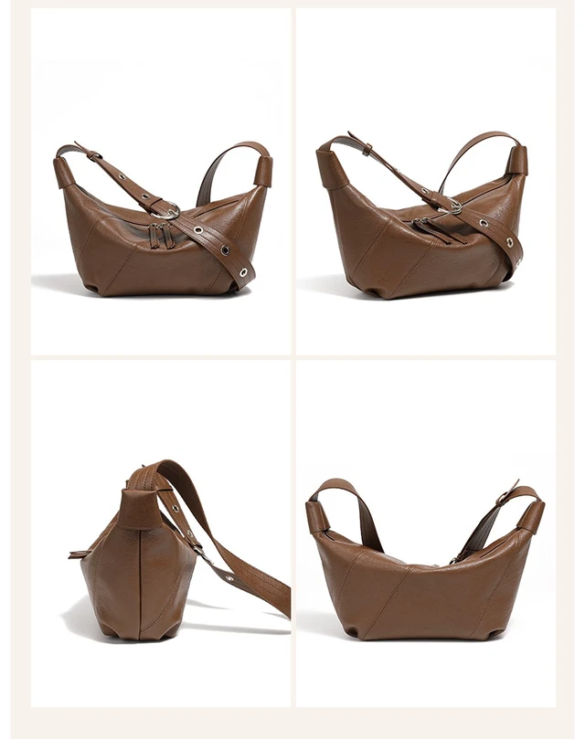 Alt view image 4 of 4 - Ladies' Genuine Leather Shell Bag Brown
