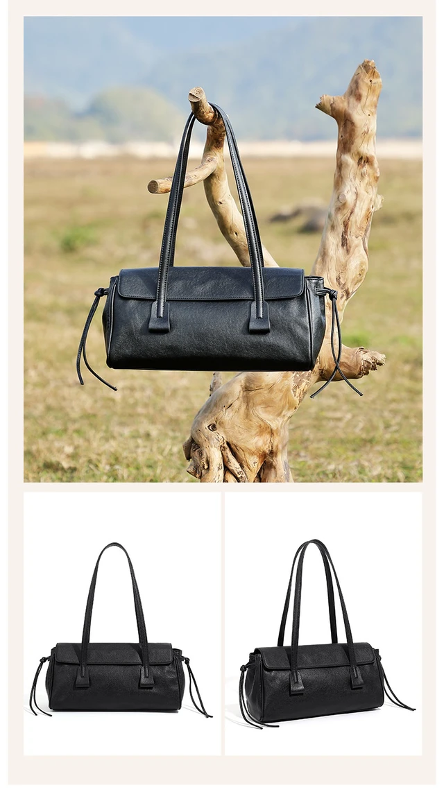 Alt view image 4 of 4 - Genuine Leather Women Purses and Handbags Crossbody Bags Black