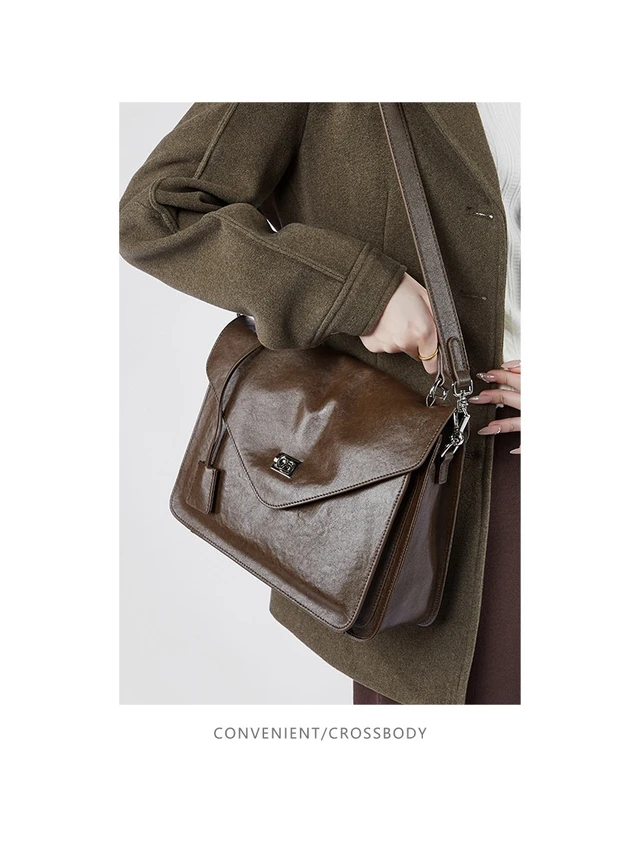 Alt view image 2 of 4 - Genuine Leather Women Medium Top Handle Handbags Brown