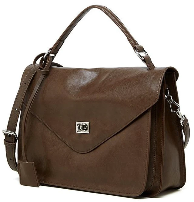 Main image of Genuine Leather Women Medium Top Handle Handbags Brown