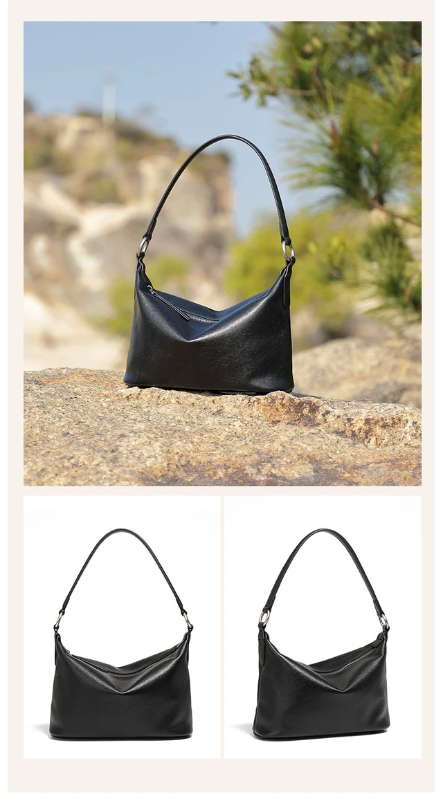 Alt view image 3 of 3 - Genuine Leather Women Western Shoulder Handbag Black