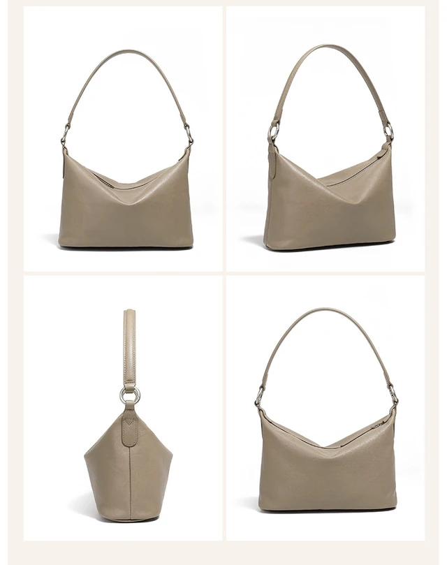 Alt view image 5 of 5 - Genuine Leather Women Western Shoulder Handbag Grey