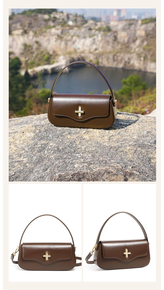 Alt view image 3 of 3 - Genuine Leather Women Top Handle Shoulder Purses and Handbags Brown