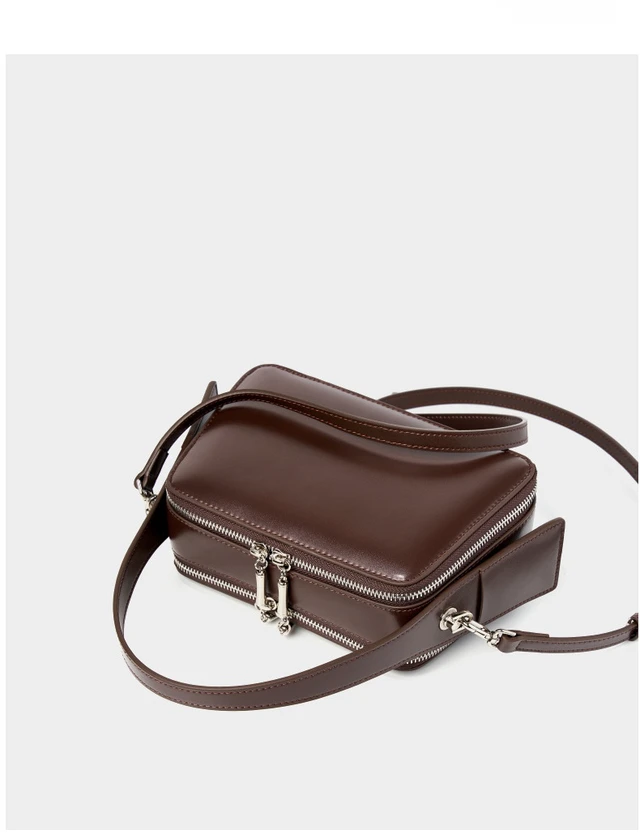 Alt view image 6 of 6 - Genuine Leather Cute Tote Handbags Crossbody Bag with Long Strap Brown