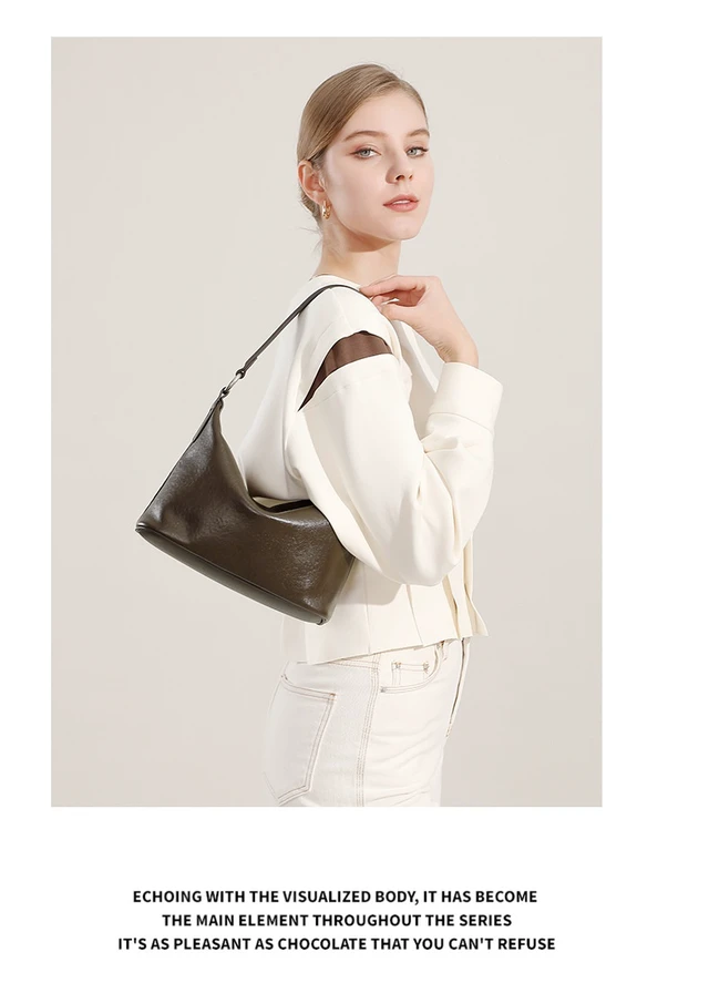 Alt view image 2 of 3 - Genuine Leather Women Western Shoulder Handbag Brown