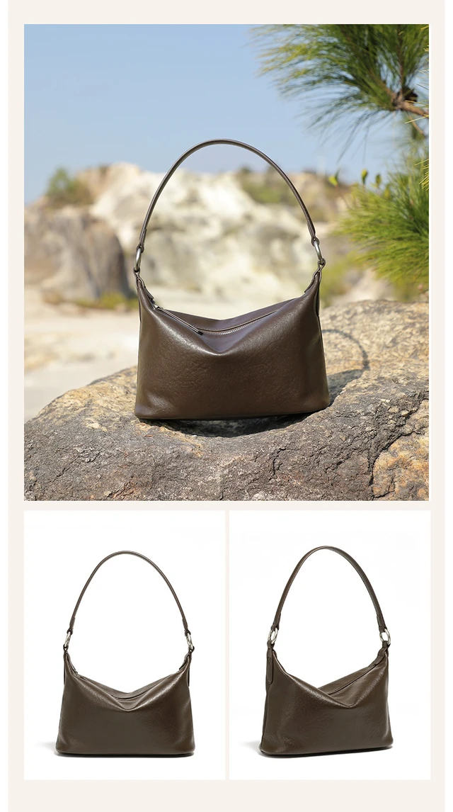 Alt view image 3 of 3 - Genuine Leather Women Western Shoulder Handbag Brown