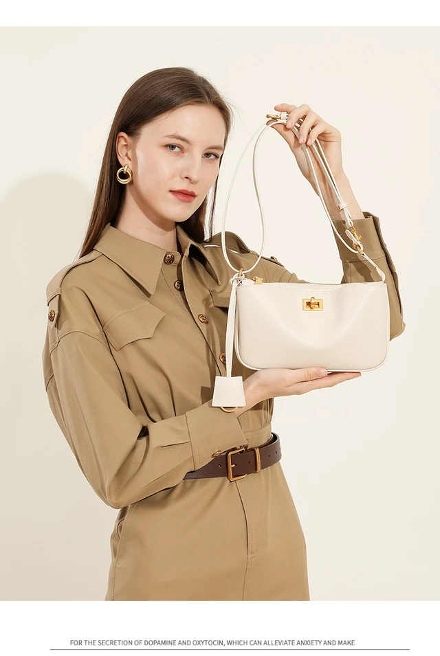 Alt view image 5 of 5 - Genuine Leather Women Shoulder Bag Vintage Crossbody Purse Handbag White