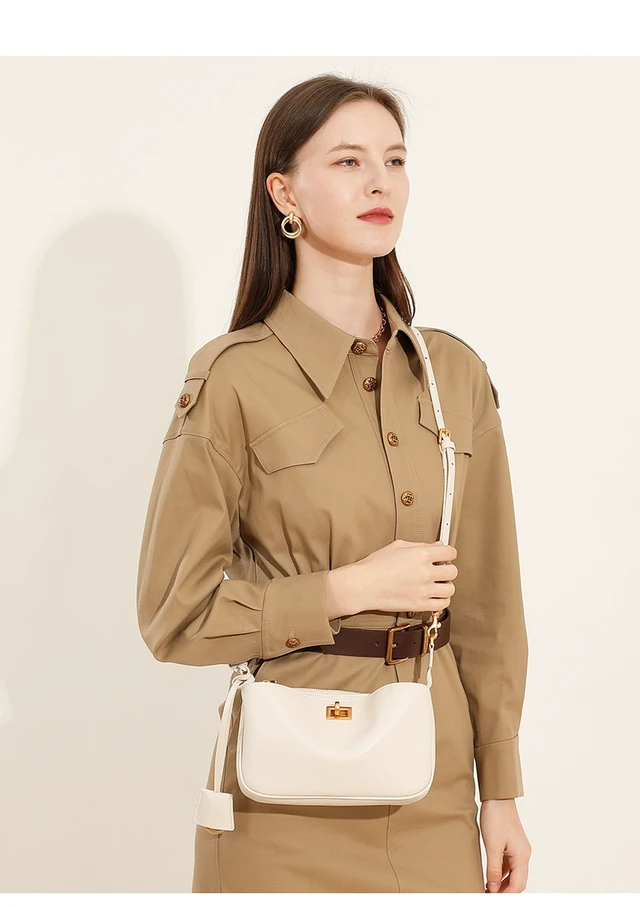 Alt view image 4 of 5 - Genuine Leather Women Shoulder Bag Vintage Crossbody Purse Handbag White