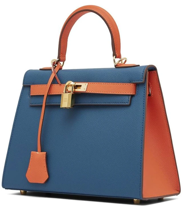 Main image of Genuine Leather Women Top Handle Shoulder Purses and Handbags Blue