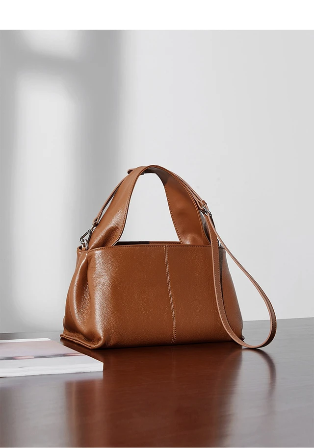Alt view image 4 of 4 - Women Genuine Leather Handbag Brown