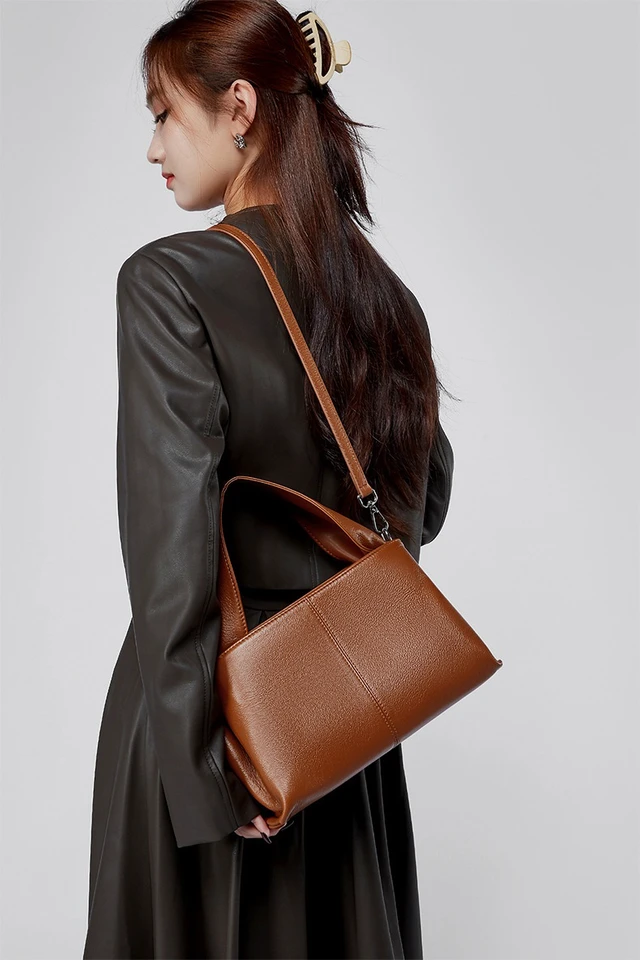 Alt view image 3 of 4 - Women Genuine Leather Handbag Brown