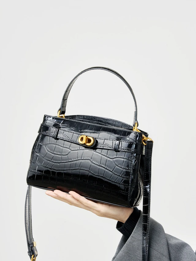 Alt view image 4 of 5 - Women Tote Handbags Genuine Leather Shoulder Bags Black