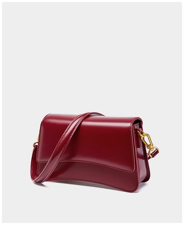 Alt view image 3 of 3 - Genuine Leather Boston Shell Bag Shoulder Cross Shoulder Handbag Red