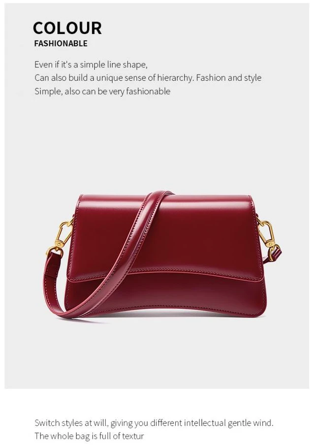 Alt view image 2 of 3 - Genuine Leather Boston Shell Bag Shoulder Cross Shoulder Handbag Red