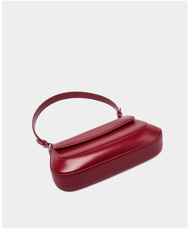 Alt view image 3 of 3 - Genuine Leather Boston Shell Bag Shoulder Cross Shoulder Handbag Red