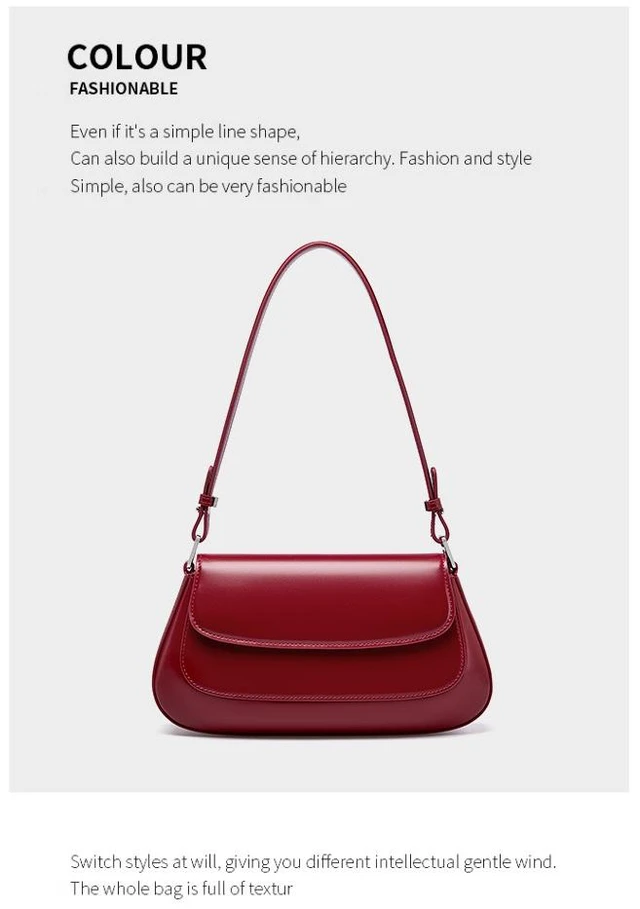 Alt view image 2 of 3 - Genuine Leather Boston Shell Bag Shoulder Cross Shoulder Handbag Red