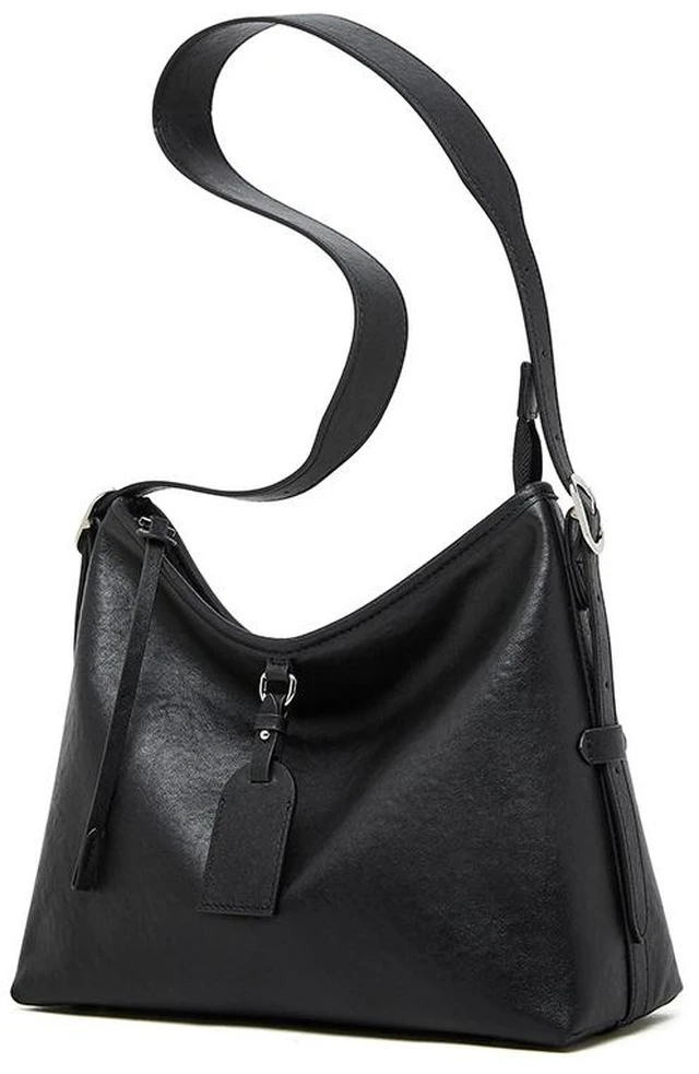 Main image of Genuine Leather Satchel Handbag for Women Vintage Handmade Shoulder Bag Black