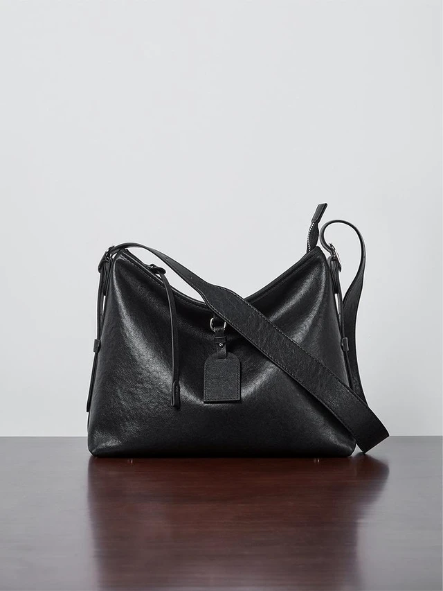 Alt view image 4 of 5 - Genuine Leather Satchel Handbag for Women Vintage Handmade Shoulder Bag Black