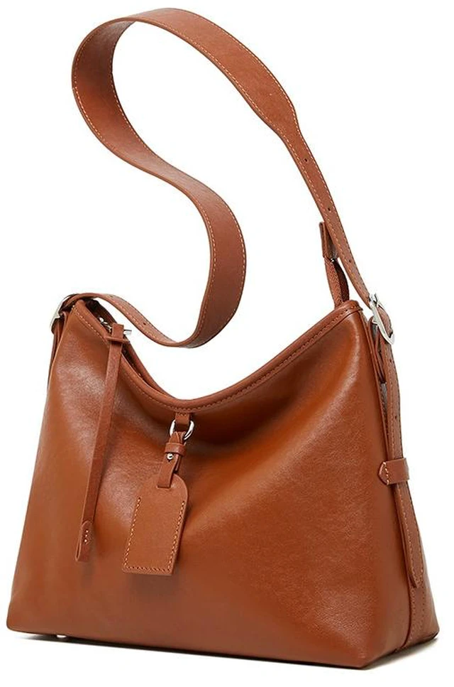 Main image of Genuine Leather Satchel Handbag for Women Vintage Handmade Shoulder Bag Brown