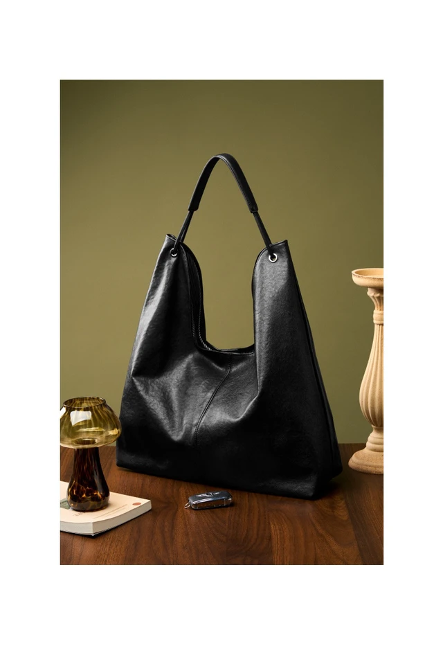 Alt view image 3 of 3 - Genuine Leather Women Satchel Bags Handle Shoulder Handbags Black