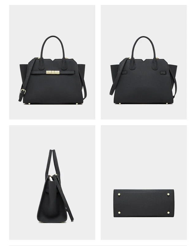 Alt view image 4 of 4 - Genuine Leather Women Shoulder Handbag Ladies Crossbody Purse Black