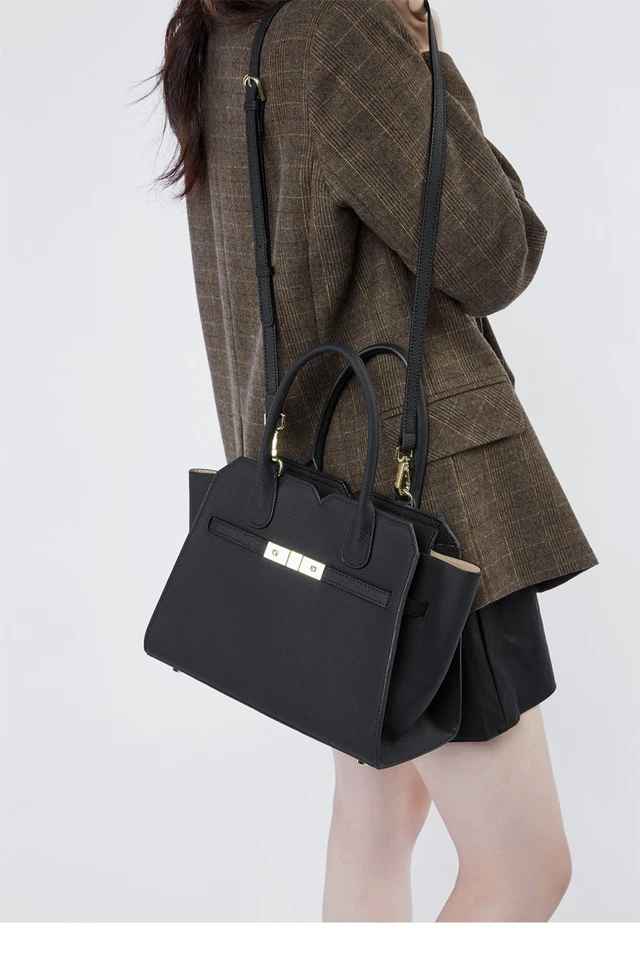 Alt view image 3 of 4 - Genuine Leather Women Shoulder Handbag Ladies Crossbody Purse Black