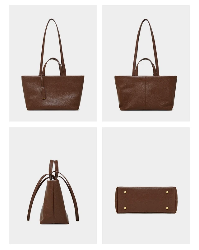Alt view image 3 of 4 - Women Genuine Leather Tote Purse Shoulder Bag Brown