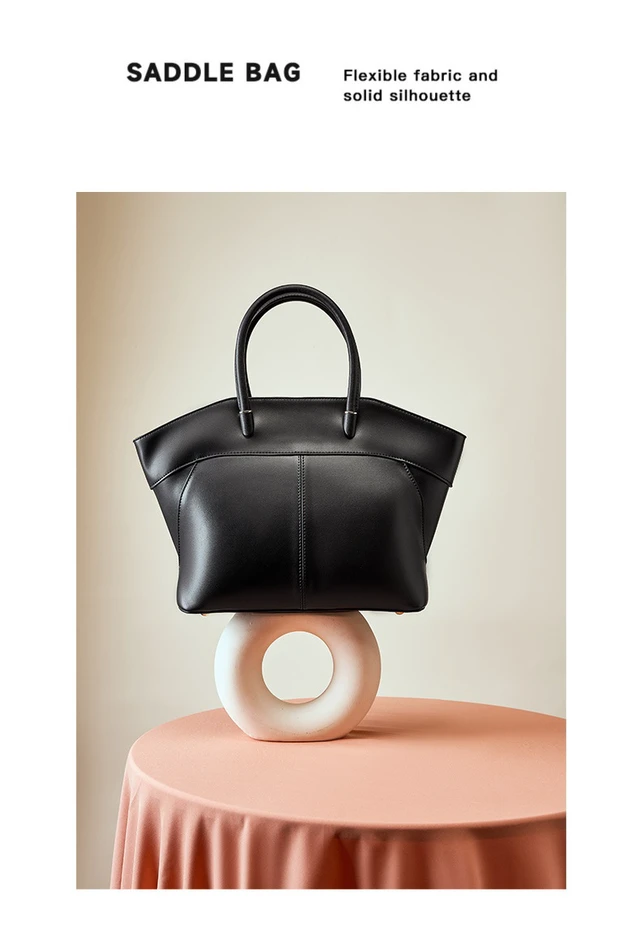 Alt view image 3 of 3 - Genuine Leather Fashion Women's Shoulder Bag Tote Bag Black