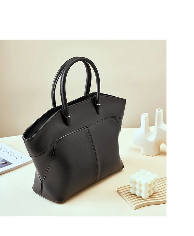 Alt view image 2 of 3 - Genuine Leather Fashion Women's Shoulder Bag Tote Bag Black