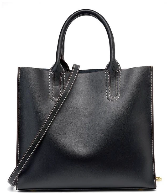 Main image of Genuine Leather Womens Handbags Ladies Purse Satchel Shoulder Bags Black