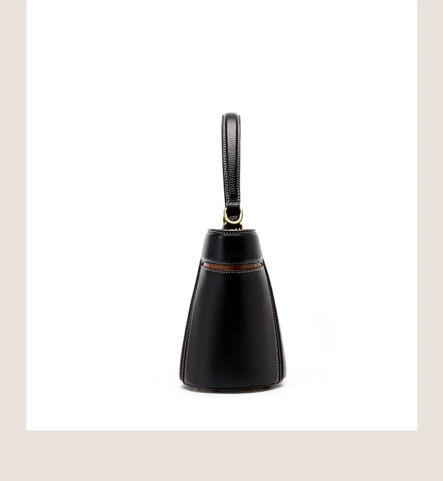 Alt view image 3 of 4 - Genuine Leather Ladies' Bucket Bag Crossbody Bag Black