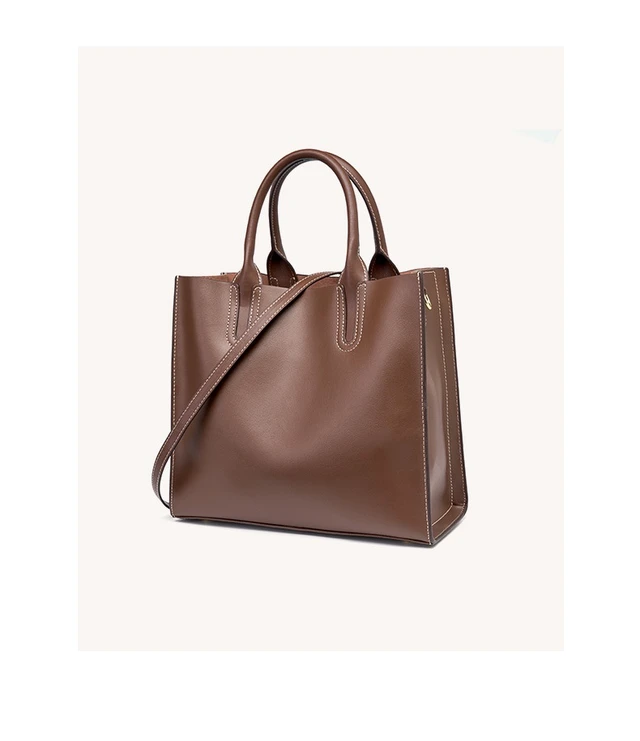 Alt view image 3 of 5 - Genuine Leather Womens Handbags Ladies Purse Satchel Shoulder Bags Brown