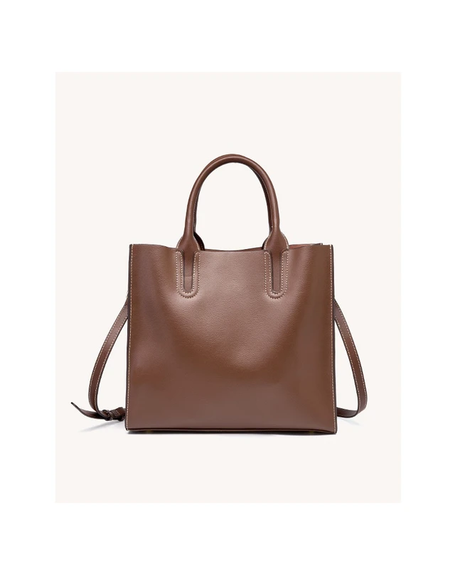 Alt view image 5 of 5 - Genuine Leather Womens Handbags Ladies Purse Satchel Shoulder Bags Brown