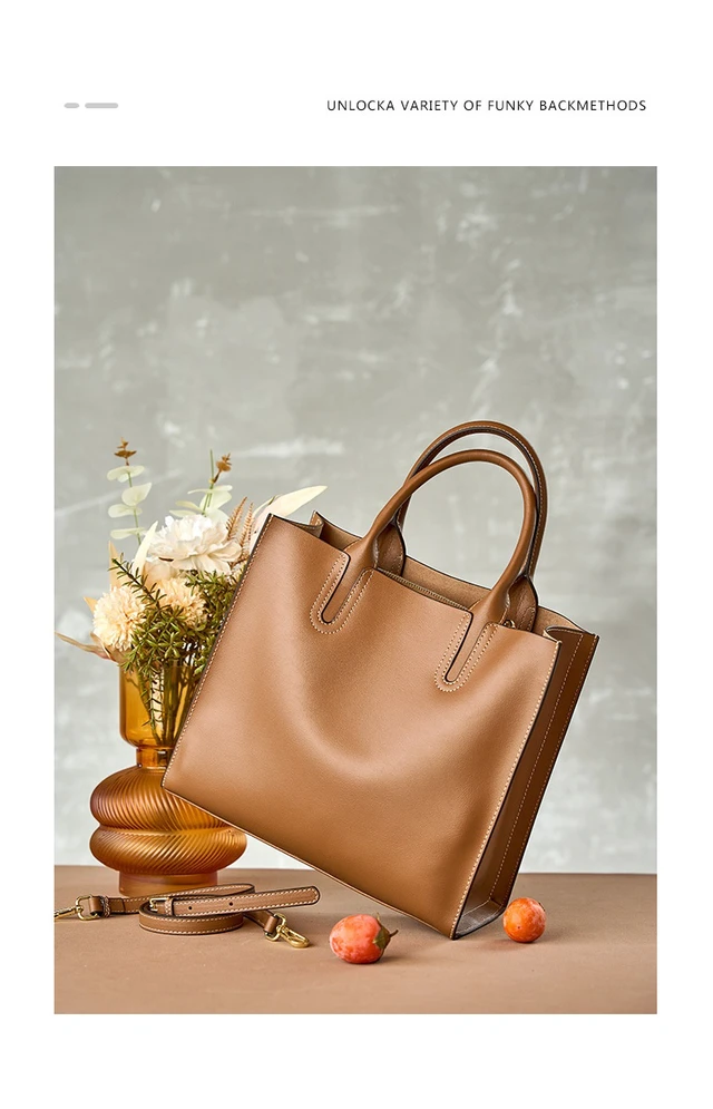 Alt view image 3 of 3 - Genuine Leather Womens Handbags Ladies Purse Satchel Shoulder Bags Brown