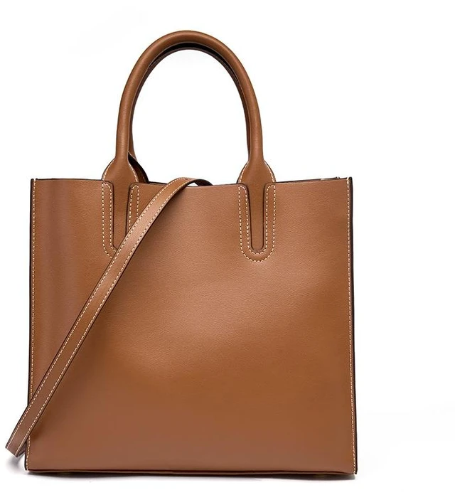Main image of Genuine Leather Womens Handbags Ladies Purse Satchel Shoulder Bags Brown