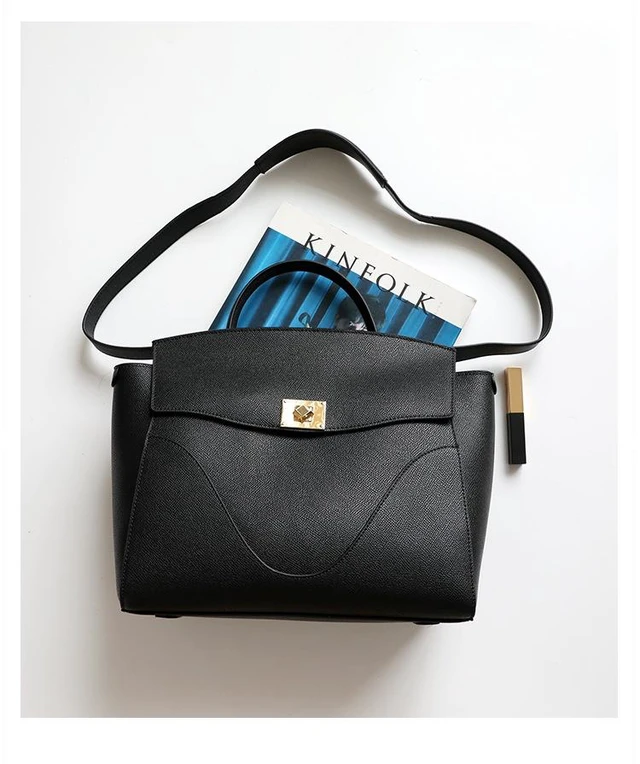 Alt view image 3 of 3 - Genuine Leather Women's Evening Handbag Satin Shoulder Bag Purse Black
